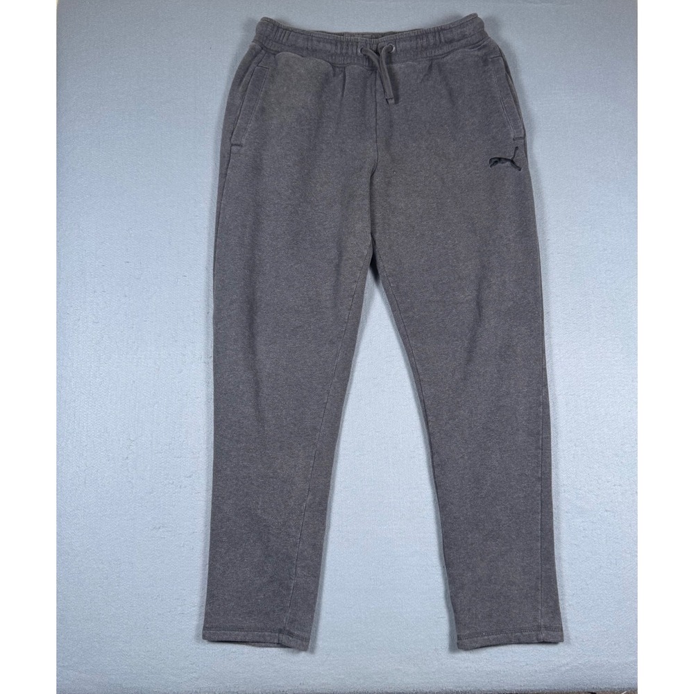 Puma Sweatpants Mens Large Gray Jogger Fleece Elastic Waist Activewear Casual